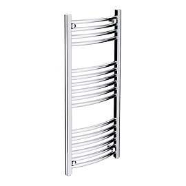 Diamond Curved Heated Towel Rail - W400 x H1000mm - Chrome Large Image