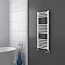 Diamond Curved Heated Towel Rail - W400 x H1000mm - White Profile Large Image