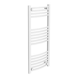 Diamond Curved Heated Towel Rail - W400 x H1000mm - White Large Image