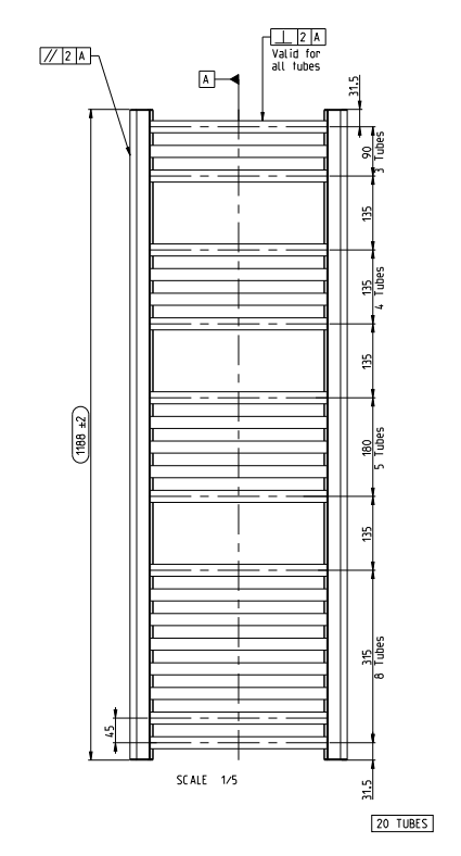 Toreno Heated Towel Rail – Chrome – 400 x 1200mm – Curved Bars