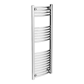 Diamond Curved Heated Towel Rail - W400 x H1200mm - Chrome Large Image