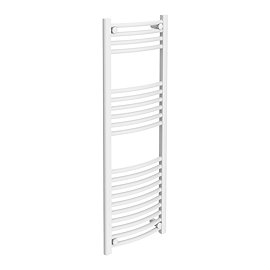 Diamond Curved Heated Towel Rail - W400 x H1200mm - White Large Image