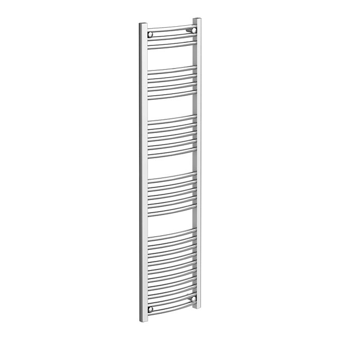 Diamond Curved Heated Towel Rail - W400 x H1600mm - Chrome Profile Large Image