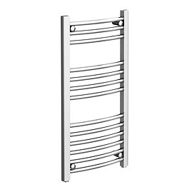 Diamond Curved Heated Towel Rail - 400mm x 800mm - Chrome Large Image
