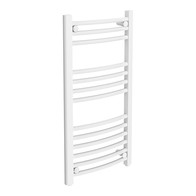 Diamond Curved Heated Towel Rail - W400 x H800mm - White Large Image