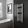 Diamond Curved Heated Towel Rail - W500 x H1200mm - Chrome Profile Large Image