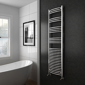 Diamond Curved Heated Towel Rail - W500 x H1800mm - Chrome Large Image