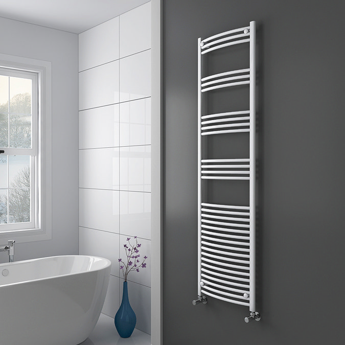 Diamond Curved Heated Towel Rail - W500 x H1800mm - White Profile Large Image