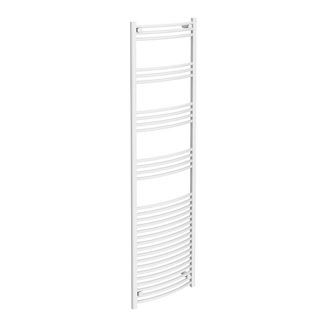 Diamond Curved Heated Towel Rail - W500 x H1800mm - White Large Image