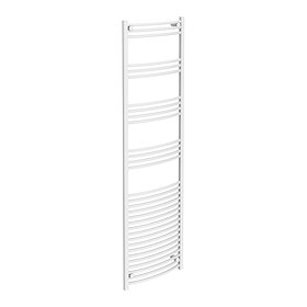 Diamond Curved Heated Towel Rail - W500 x H1800mm - White Large Image