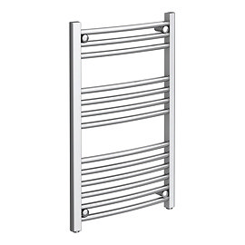 Diamond Curved Heated Towel Rail - W500 x H800mm - Chrome Large Image