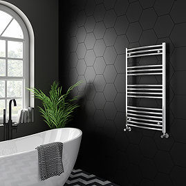 Diamond Curved Heated Towel Rail - W600 x H1000mm - Chrome