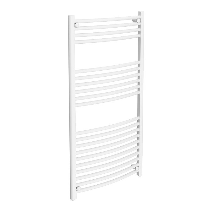 Diamond Curved Heated Towel Rail - W600 x H1200mm - White Large Image