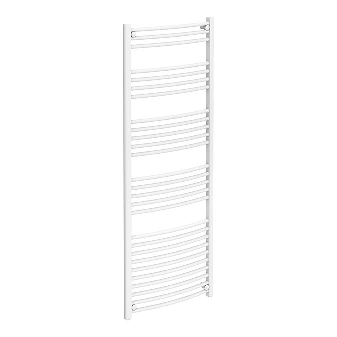 Diamond Curved Heated Towel Rail - W600 x H1600mm - White Profile Large Image