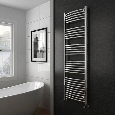 Toreno Heated Towel Rail – Chrome – 600 x 1800mm – Curved Bars