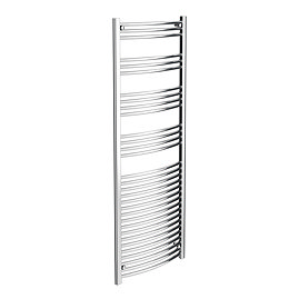 Diamond Curved Heated Towel Rail - W600 x H1800mm - Chrome Large Image