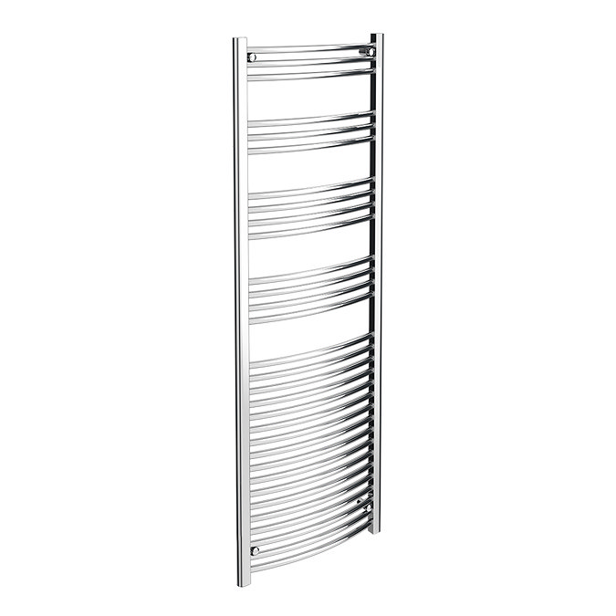 Diamond Curved Heated Towel Rail - W600 x H1800mm - Chrome Large Image