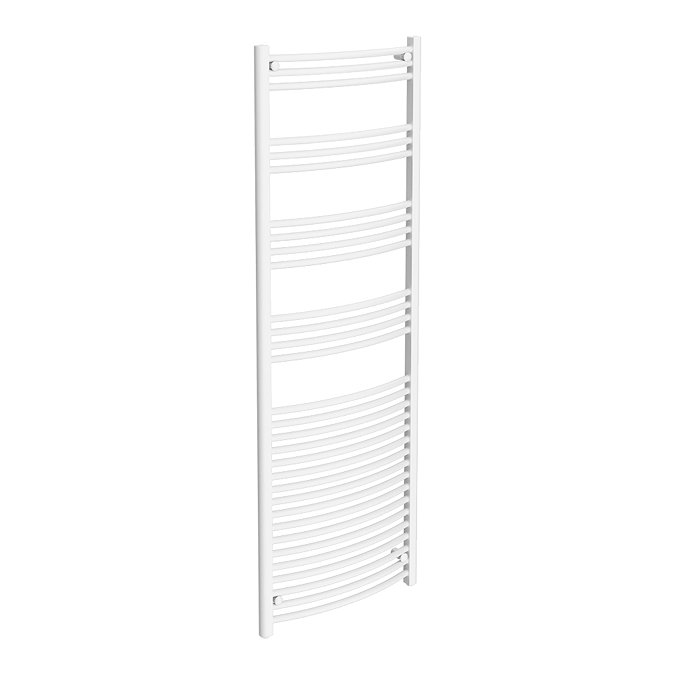 Diamond Curved Heated Towel Rail - W600 x H1800mm - White  Profile Large Image