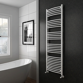 Toreno Heated Towel Rail – White – 600 x 1800mm – Curved Bars