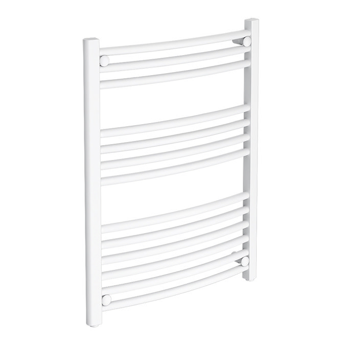 Diamond Curved Heated Towel Rail - W600 x H800mm - White Large Image