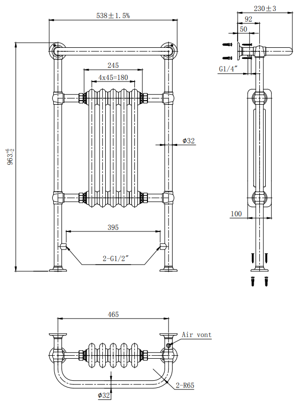 Chatsworth Traditional Heated Towel Rail Radiator