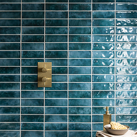 Darcy Rustic Gloss Blue Wall Tiles - 65 x 200mm