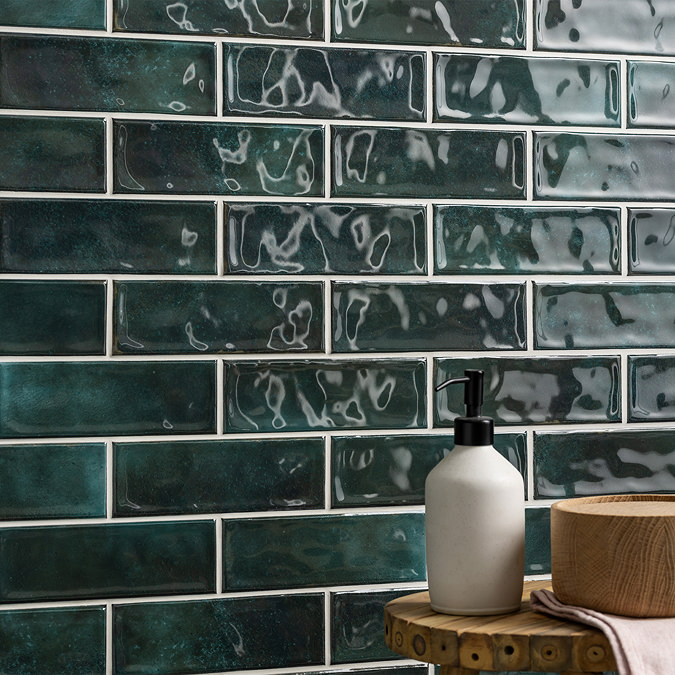 Darcy Rustic Gloss Teal Wall Tiles - 65 x 200mm