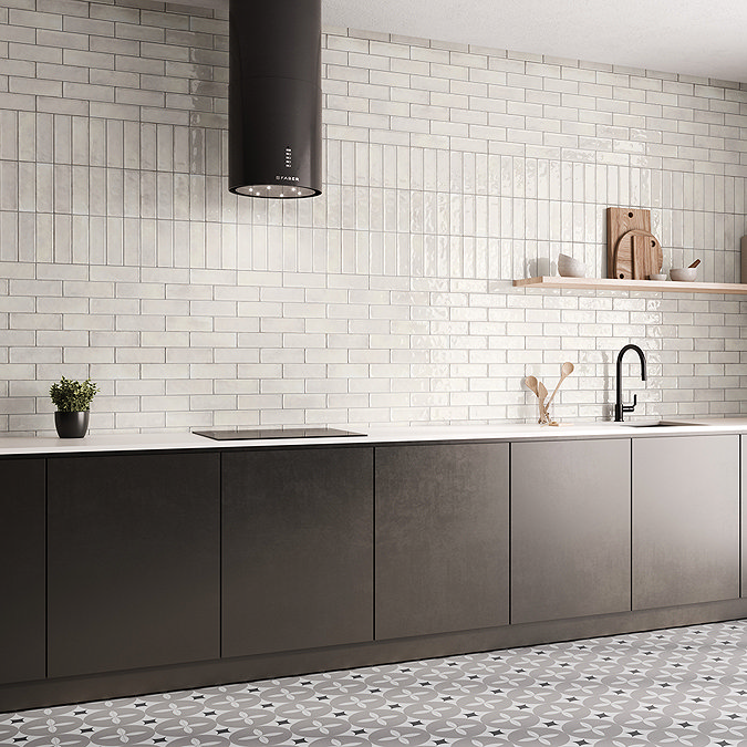 Darcy Rustic Gloss White Wall Tiles - 65 x 200mm