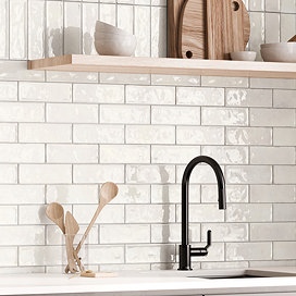 Darcy Rustic Gloss White Wall Tiles - 65 x 200mm