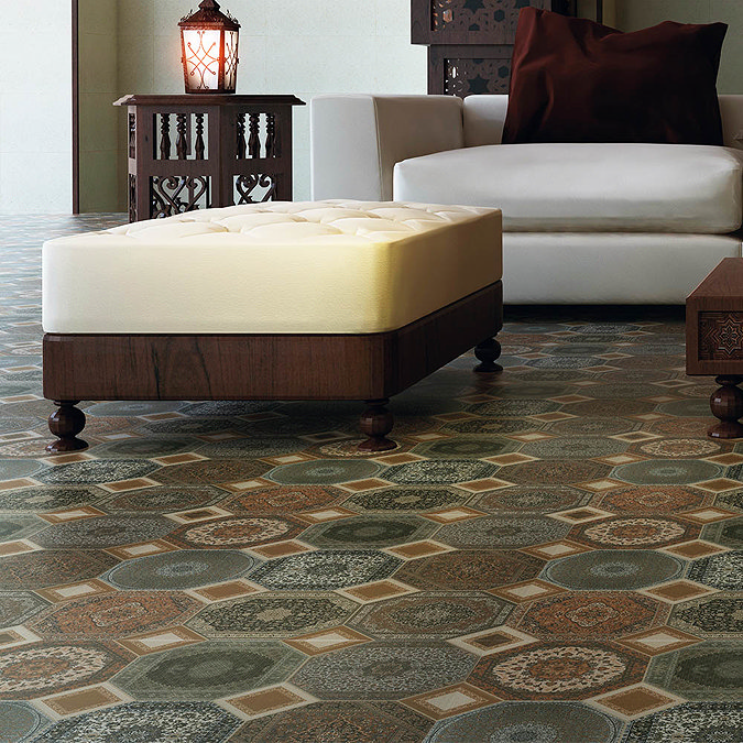 Darius Patterned Floor Tiles - 600 x 600mm Large Image