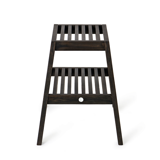 Dark Oak Slatted Bathroom Stool