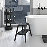 Dark Oak Slatted Bathroom Stool