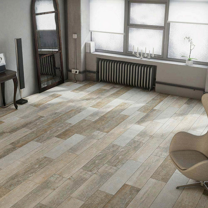 Darwin Light Wood Effect Porcelain Floor Tile - 220 x 850mm Large Image