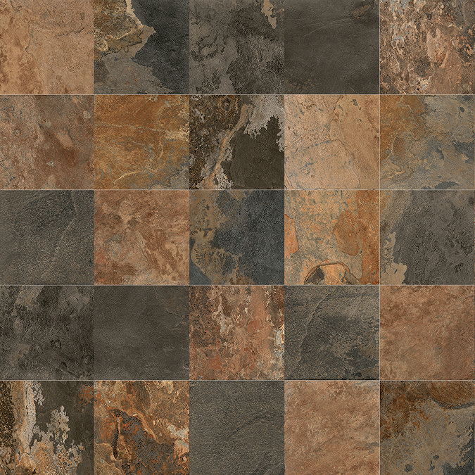 Dawley Brown Rustic Slate Effect Tiles - 600 x 600mm