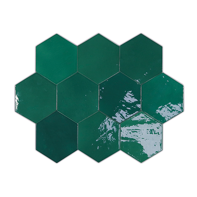 Delphine Emerald Green Hexagon Tiles 108 x 124mm