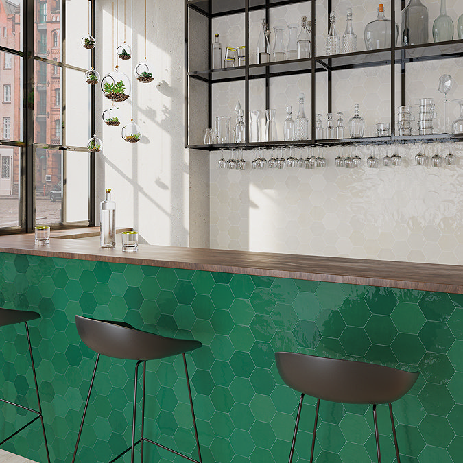 Delphine Emerald Green Hexagon Tiles 108 x 124mm