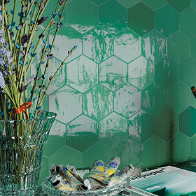Delphine Emerald Green Hexagon Tiles 108 x 124mm