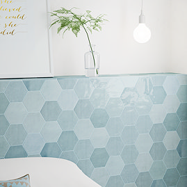 Delphine Light Blue Hexagon Tiles 108 x 124mm