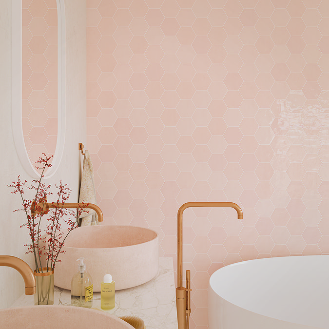 Delphine Pink Hexagon Tiles 108 x 124mm