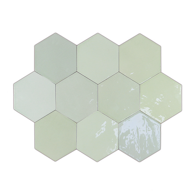 Delphine Sage Green Hexagon Tiles 108 x 124mm