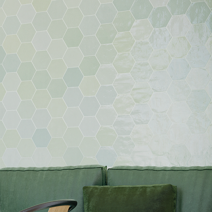 Delphine Sage Green Hexagon Tiles 108 x 124mm