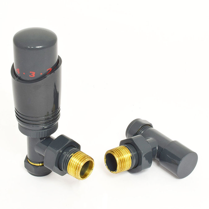 Delta Angled TRV Anthracite Thermostatic Radiator Valves Profile Large Image