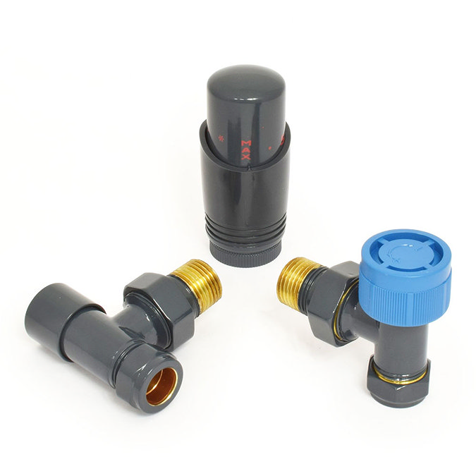 Delta Angled TRV Anthracite Thermostatic Radiator Valves Feature Large Image