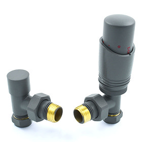 Delta Angled TRV Gunboat Grey Thermostatic Radiator Valves Large Image