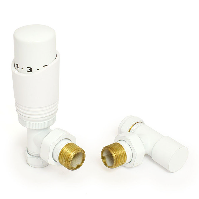 Delta Angled TRV White Thermostatic Radiator Valves Profile Large Image