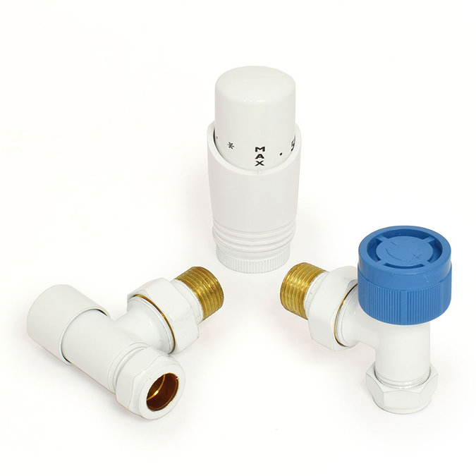 Delta Angled TRV White Thermostatic Radiator Valves  Feature Large Image