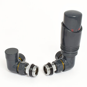 Delta Corner TRV Anthracite Thermostatic Radiator Valves Large Image