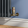 Monza Antique Brass Corner Thermostatic Radiator Valves - Energy Saving