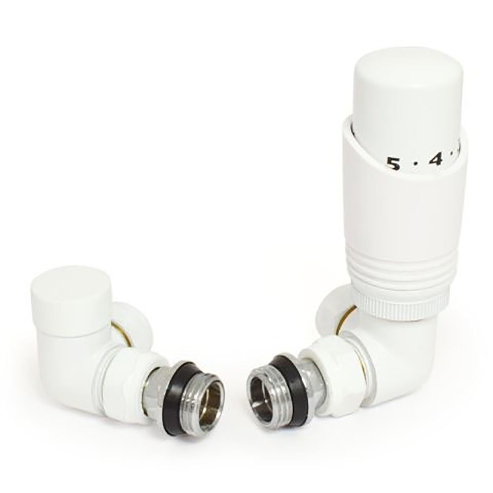 Monza Corner Trv White Thermostatic Radiator Valves