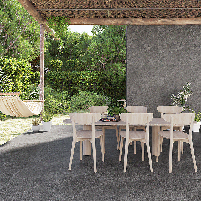 Deltano Outdoor Charcoal Wall & Floor Tiles - 600 x 900mm